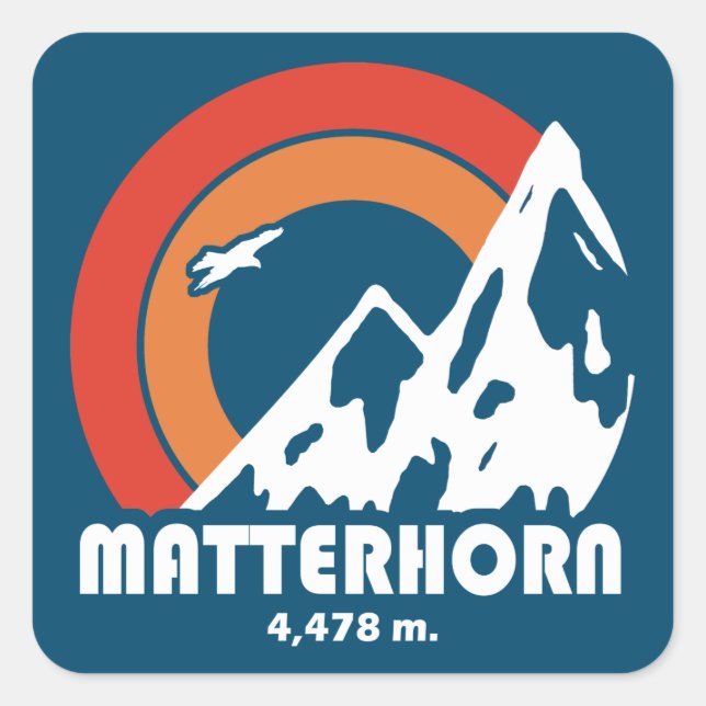 Pegatina Cuadrada Matterhorn Suiza Sun Eagle (Anverso)