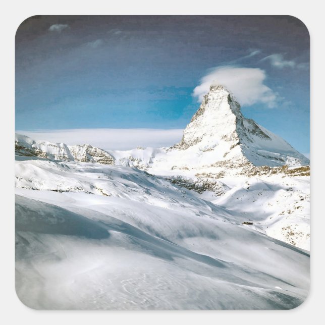 Pegatina Cuadrada Matterhorn, Zermatt (Anverso)