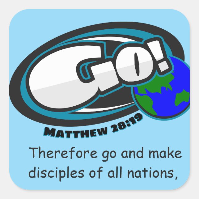 Pegatina Cuadrada Matthew 28:19 Square Sticker (Anverso)