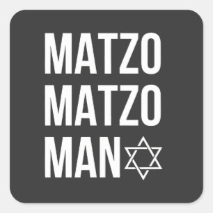 Pegatina Cuadrada Matzo Matzo Man Hanukkah judío