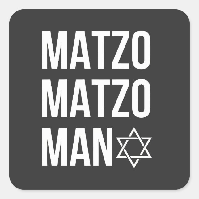Pegatina Cuadrada Matzo Matzo Man Hanukkah judío (Anverso)