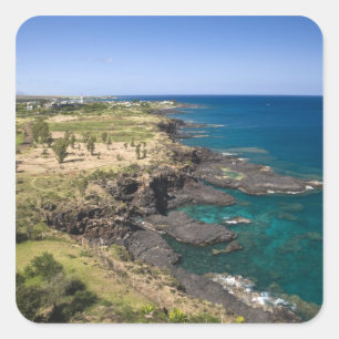 Pegatina Cuadrada Mauricio, Mauricio Occidental, Belle Vue, Océano