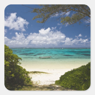 Pegatina Cuadrada Mauricio, Mauricio Oriental, Belle Mare, Este