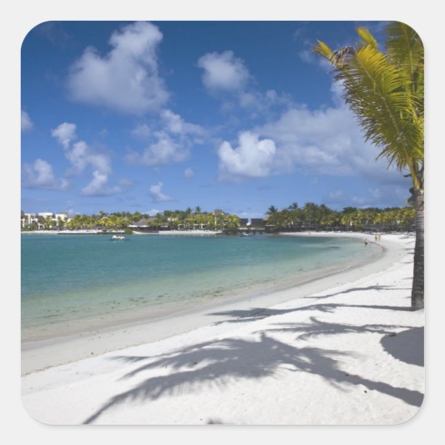 Pegatina Cuadrada Mauricio, Mauricio oriental, Trou d' Eau Douce, (Anverso)