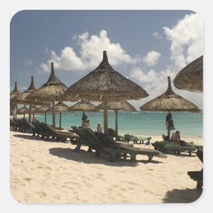 Pegatina Cuadrada Mauricio, Poste de Flacq. Escenario de playa