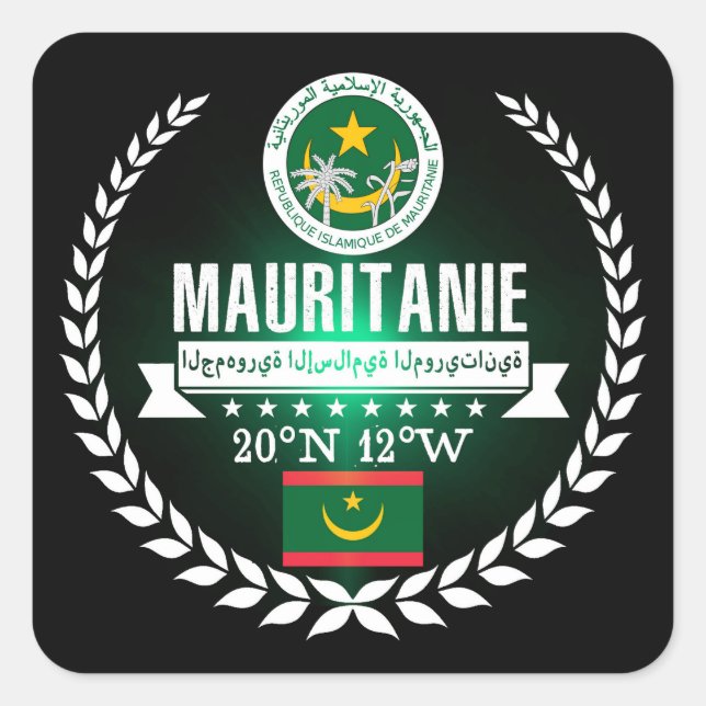 Pegatina Cuadrada Mauritania (Anverso)