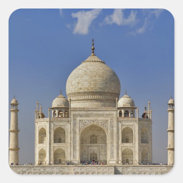 Pegatina Cuadrada mausoleo del Taj Mahal / Agra, India (Anverso)