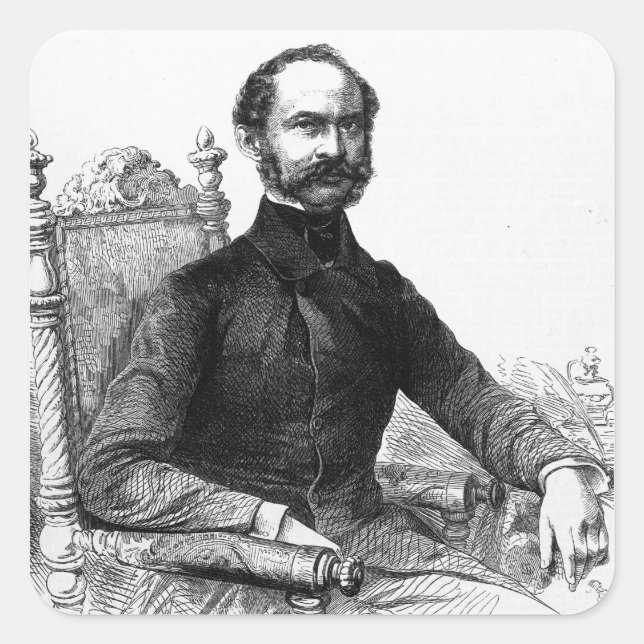 Pegatina Cuadrada Maximiliano II , Rey de Baviera (Anverso)