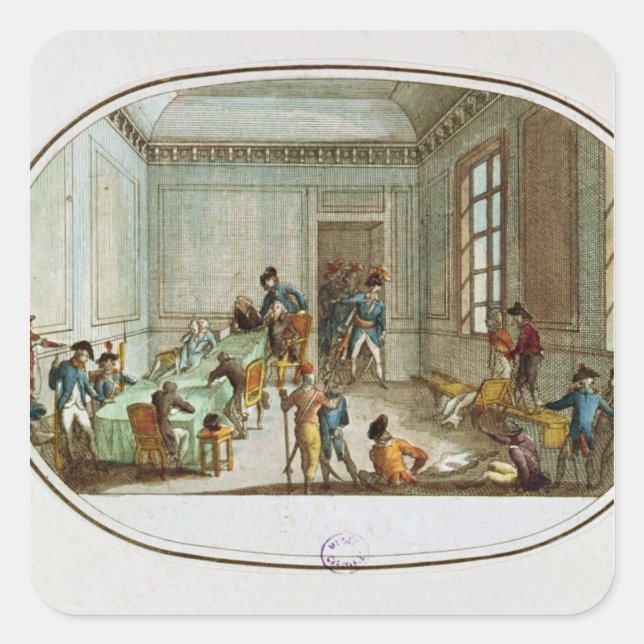 Pegatina Cuadrada Maximilien de Robespierre herido (Anverso)