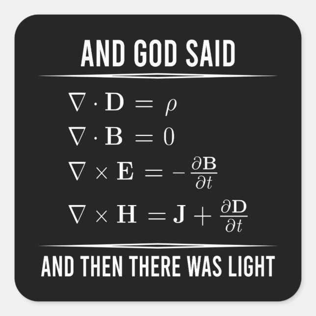 Pegatina Cuadrada Maxwells Ecuaciones Maxwell Maxwell Math 1BK1 (Anverso)