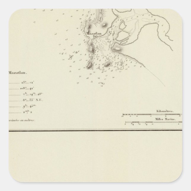 Pegatina Cuadrada Mazatlán, México (Anverso)