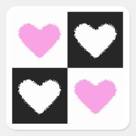 Pegatina Cuadrada Mazipoodles Hearts Abstracción Rosa