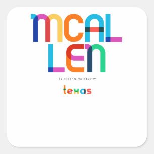 Pegatina Cuadrada Mcallen Texas de mediados de siglo, Arte Pop,