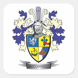 Pegatina Cuadrada McConnell Family Crest Coat of Arms