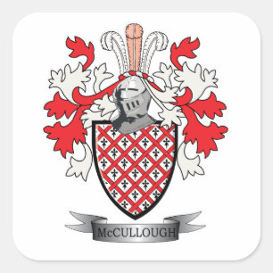 Pegatina Cuadrada McCullough Family Crest Coat of Arms
