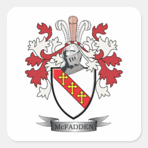 Pegatina Cuadrada McFadden Family Crest Coat of Arms