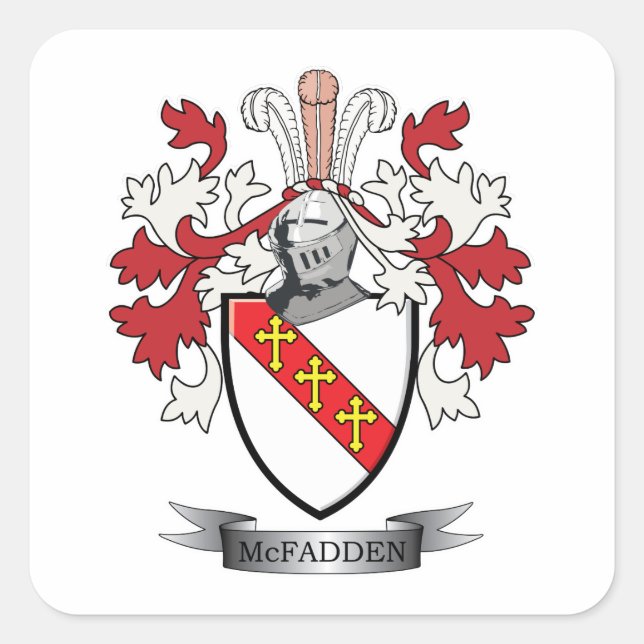 Pegatina Cuadrada McFadden Family Crest Coat of Arms (Anverso)