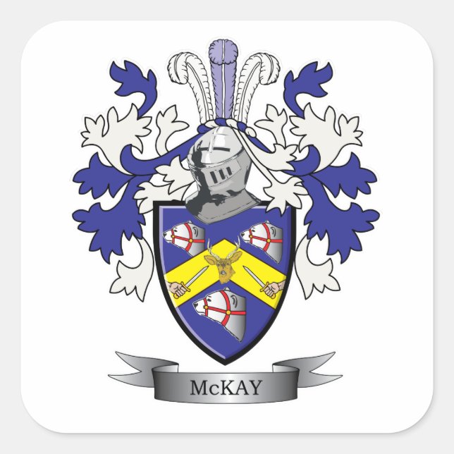 Pegatina Cuadrada McKay Family Crest Coat of Arms (Anverso)