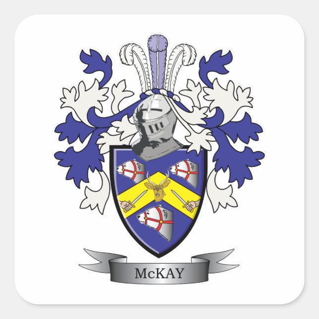 Pegatina Cuadrada McKay Family Crest Coat of Arms (Anverso)