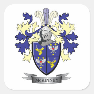 Pegatina Cuadrada McKinney Family Crest Coat of Arms