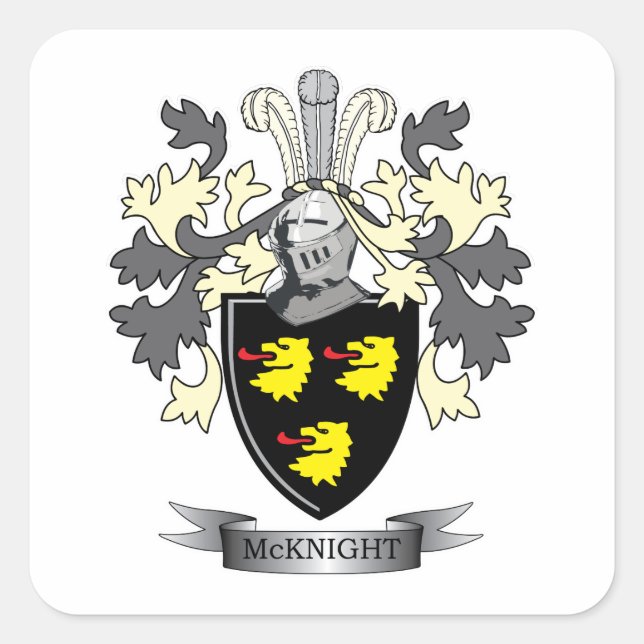 Pegatina Cuadrada McKnight Family Crest Coat of Arms (Anverso)
