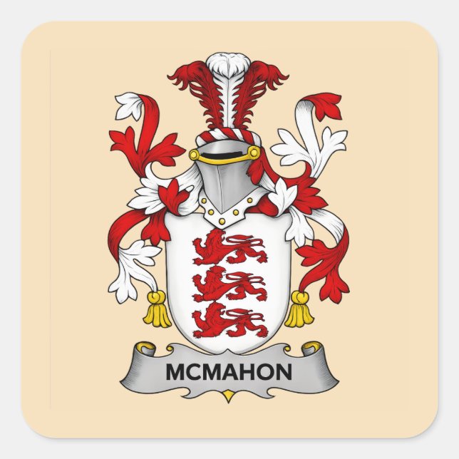 Pegatina Cuadrada McMahon Family Coat of Arms Square Sticker (Anverso)