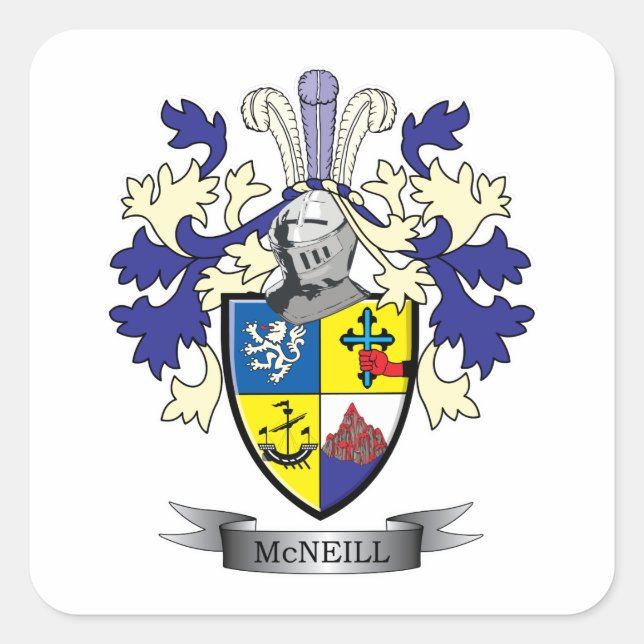 Pegatina Cuadrada McNeill Family Crest Coat of Arms (Anverso)