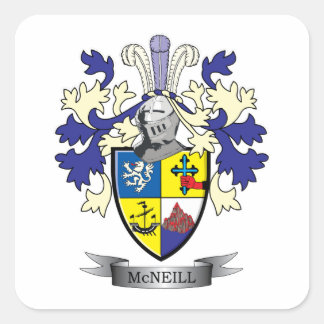 Pegatina Cuadrada McNeill Family Crest Coat of Arms