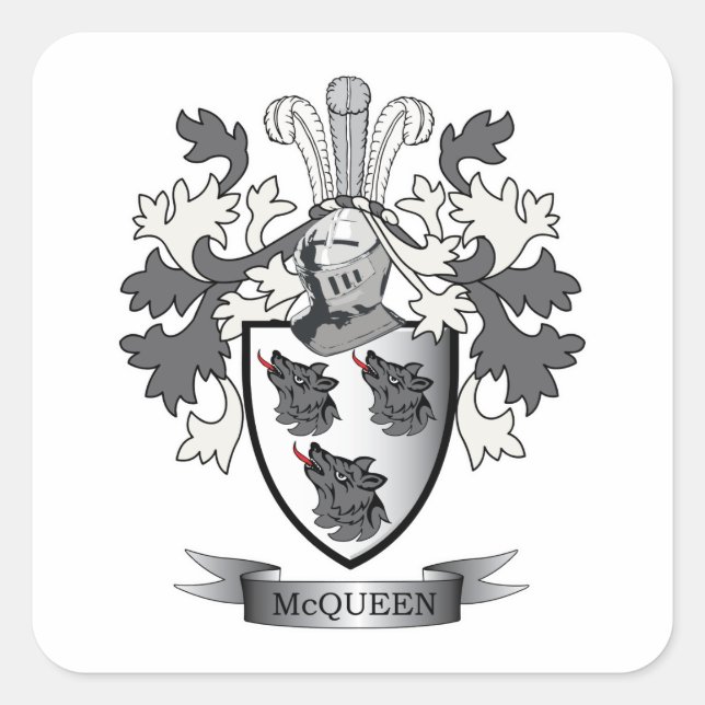 Pegatina Cuadrada McQueen Family Crest Coat of Arms (Anverso)