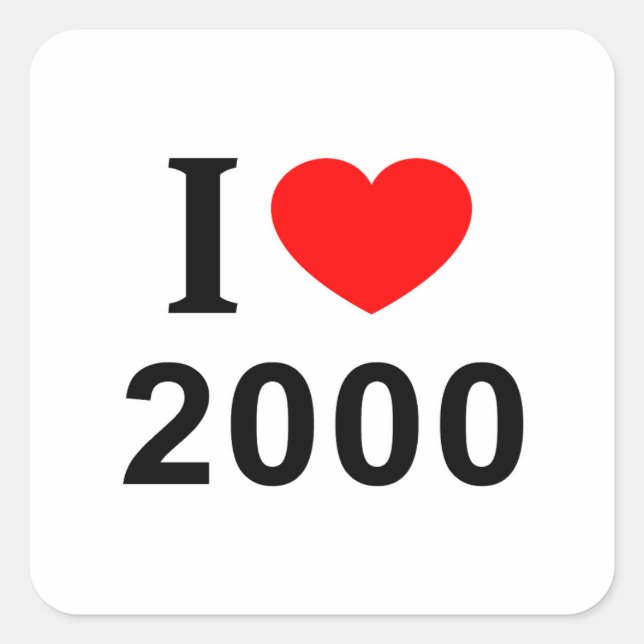 Pegatina Cuadrada Me ❤️ 2000 Me encanta 2000 Me encanta 2000 (Anverso)