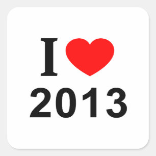 Pegatina Cuadrada Me ❤️ 2013 Me AMO 2013 Me CORAZÓN 2013