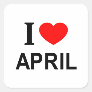 Pegatina Cuadrada Me ❤️ ABRIL Amo ABRIL Me encanta ABRIL