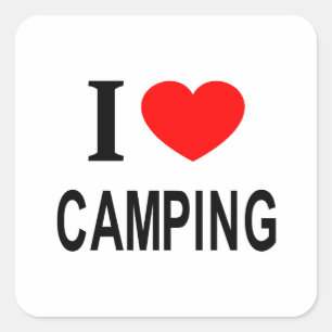 Pegatina Cuadrada Me ❤️ ACAMPAR Me encanta acampar Me amo acampar