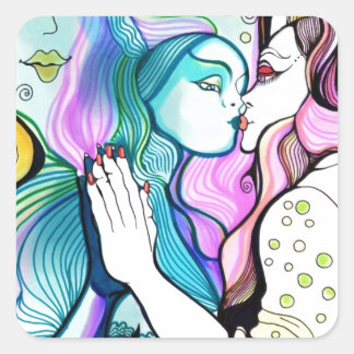 Pegatina Cuadrada Me amo a mí mismo - o al Espejo Mágico