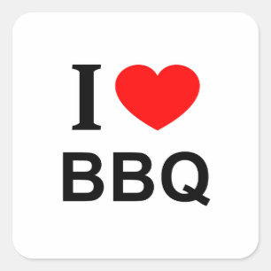 Pegatina Cuadrada Me ❤️ barbacoa Me adoro barbacoa Me encanta barbac