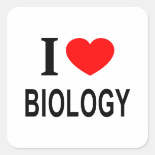 Pegatina Cuadrada Me ❤️ BIOLOGÍA Me encanta biología Me amo biología