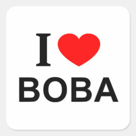 Pegatina Cuadrada Me ❤️ BOBA Me encanta BOBA Me encanta BOBA  pegati