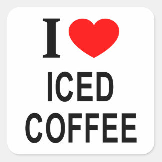 Pegatina Cuadrada Me ❤️ CAFE CON HIELO Me encanta el café con hielo 