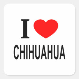 Pegatina Cuadrada Me ❤️ CHIHUAHUA Me encanta CHIHUAHUA Me ama CHIHUA