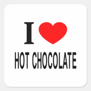 Pegatina Cuadrada Me ❤️ CHOCOLATE CALIENTE Amo el chocolate caliente