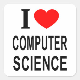 Pegatina Cuadrada Me ❤️ CIENCIAS DE LA COMPUTACIÓN Me encanta cienci