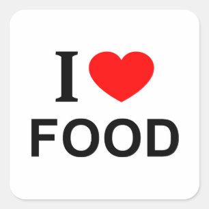 Pegatina Cuadrada Me ❤️ COMIDA Me encanta la comida Me encanta la co