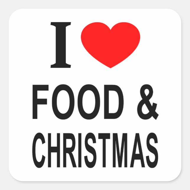 Pegatina Cuadrada Me ❤️ COMIDA & NAVIDAD AMO LA COMIDA & NAVIDAD YO (Anverso)