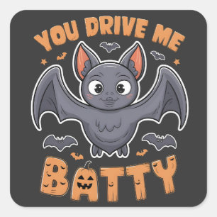 Pegatina Cuadrada Me conduces una calabaza de Halloween con fantasía