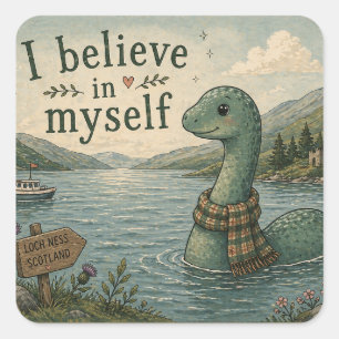 Pegatina Cuadrada Me creo un caprichoso Monstruo del Lago Ness