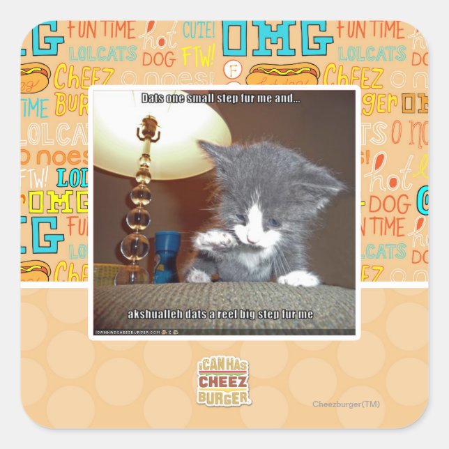 Pegatina Cuadrada Me da un pequeño paso. (Anverso)