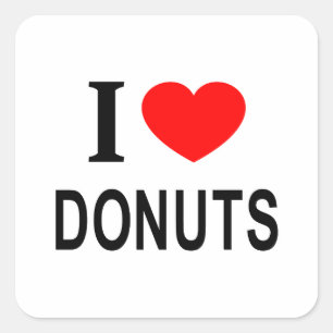 Pegatina Cuadrada Me ❤️ DONAS Me encantan las donas Me amo las donas