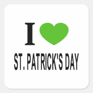 Pegatina Cuadrada Me ❤️ el día de San Patricio con corazón verde