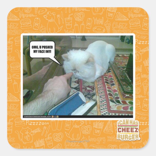 Pegatina Cuadrada ¡Me empujaste la cara! (Anverso)