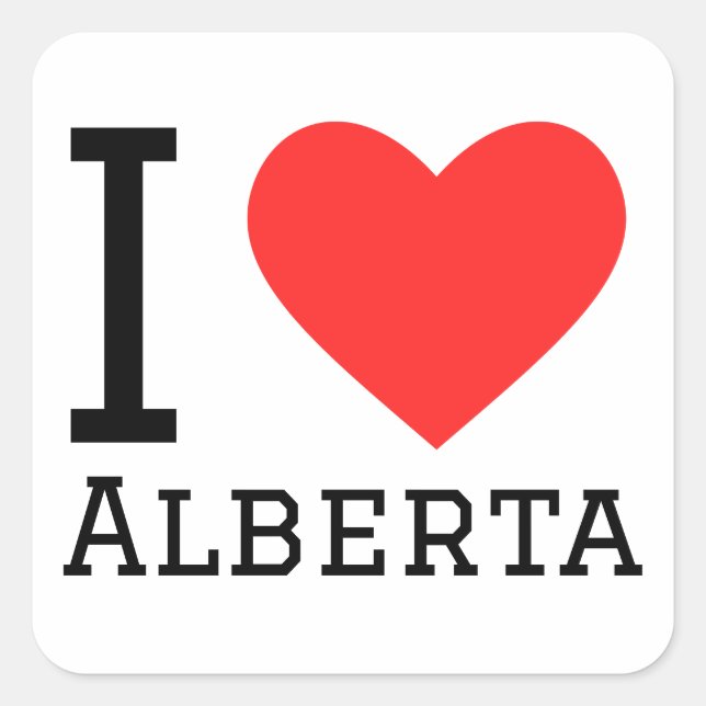 Pegatina Cuadrada Me encanta alberta (Anverso)